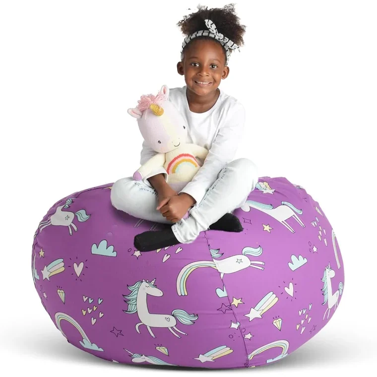 Stuff 'n Sit Bean Bag Storage by Creative QT, purple unicorn
