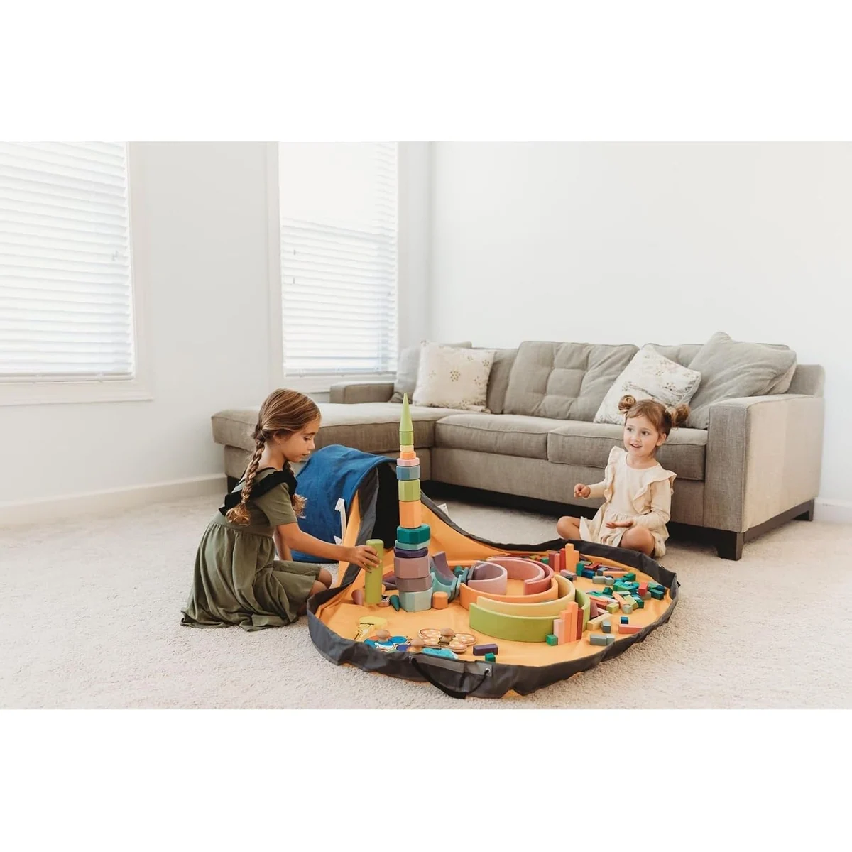 SlideAway Play Mat & Toy Bag by Creative QT, blue