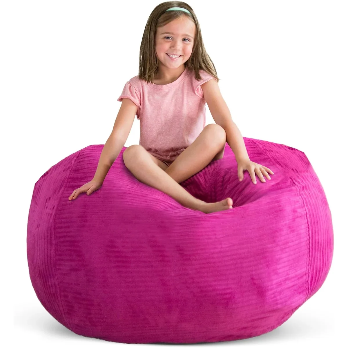 Stuff 'n Sit Bean Bag Storage by Creative QT, hot pink corduroy