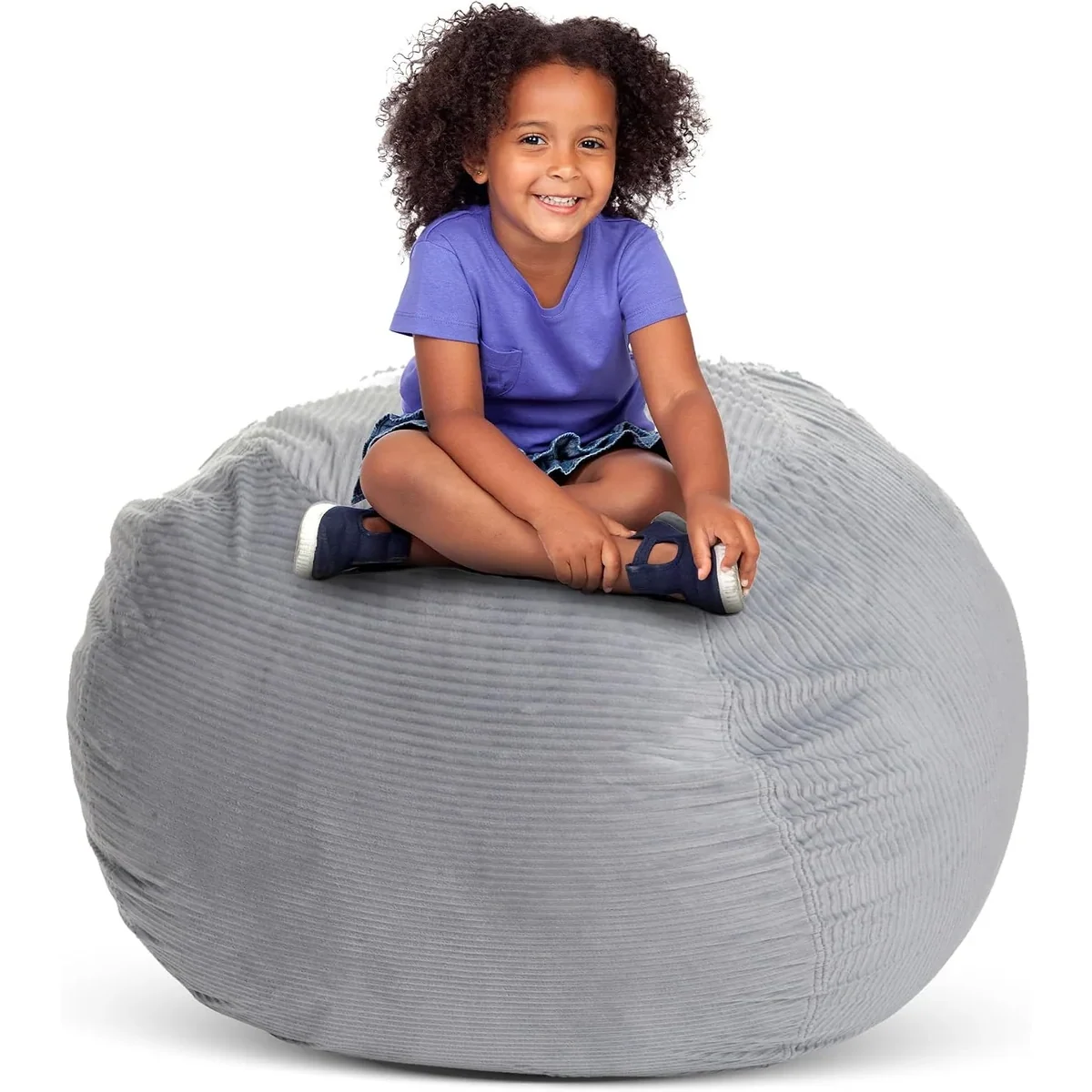 Stuff 'n Sit Bean Bag Storage by Creative QT, light gray corduroy